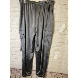 Silky Pants Size S Silver With Pockets Belted